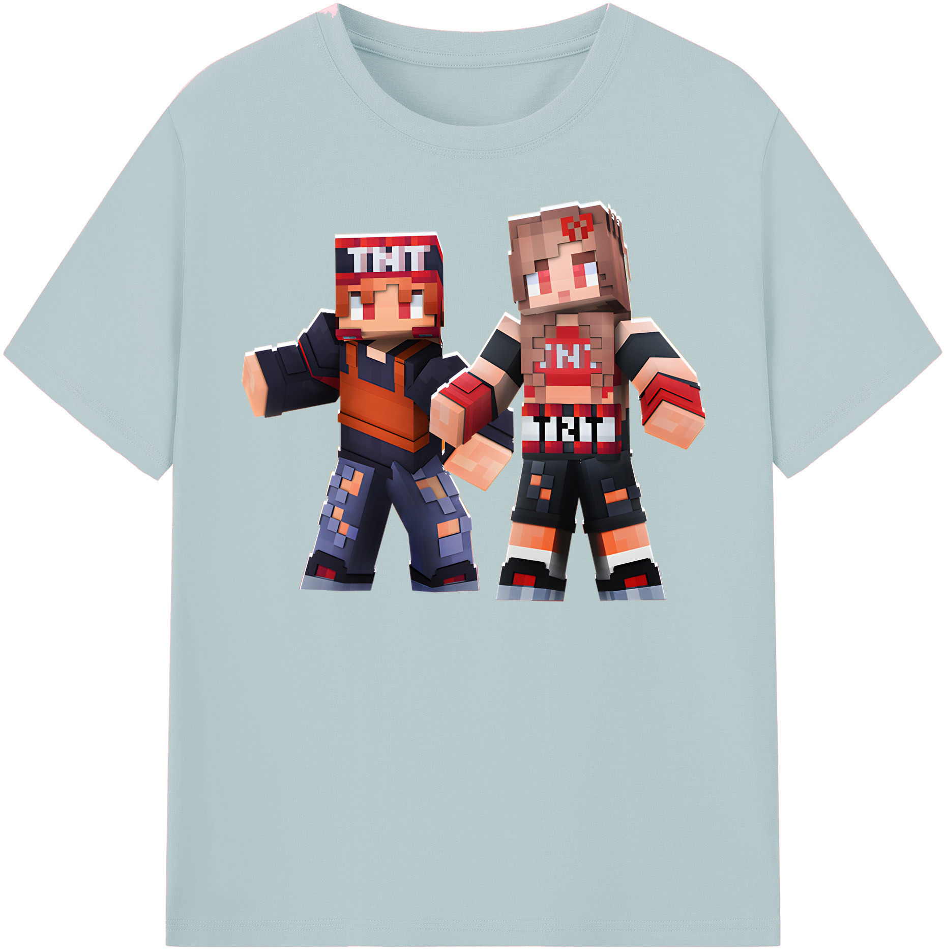 （画像用） マインクラフト ブロックの世界 Minecraft MC Block world 綿100％半袖Tシャツ（フロントプリント）